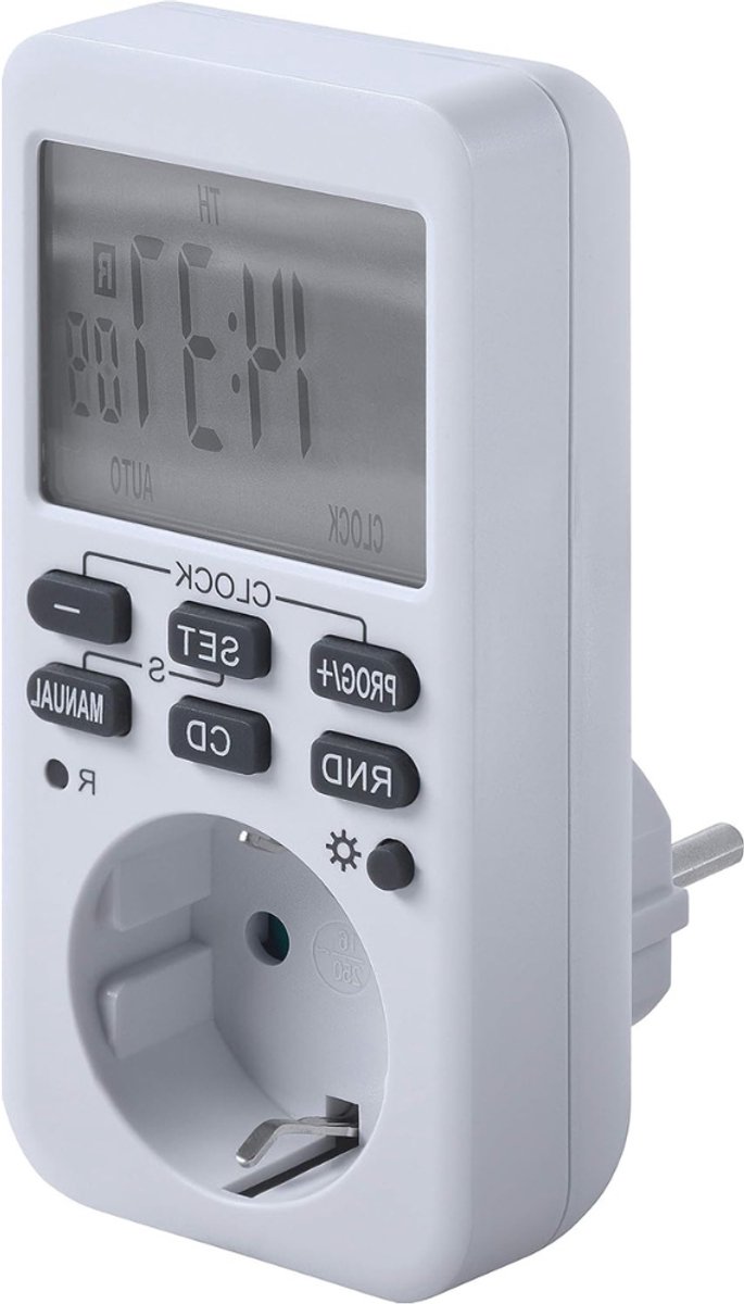YOR® Digitale timer met 10 programma's en countdown-functie - zomer- en wintertijd - stopcontact timer met willekeurige schakeling - Wit - 24cm x 28cm x 48cm; 180 g
