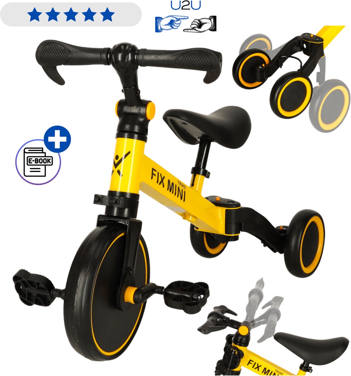 IKONKA Trike Fix Mini 3-in-1 Driewieler Loopfiets Geel