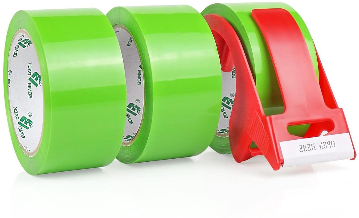 Pakkettape 3 Rollen Lichtgroen 48 mm x 66 m, Hoge Kleefkracht, Professionele Verpakkingstape voor Pakketten en Verzending