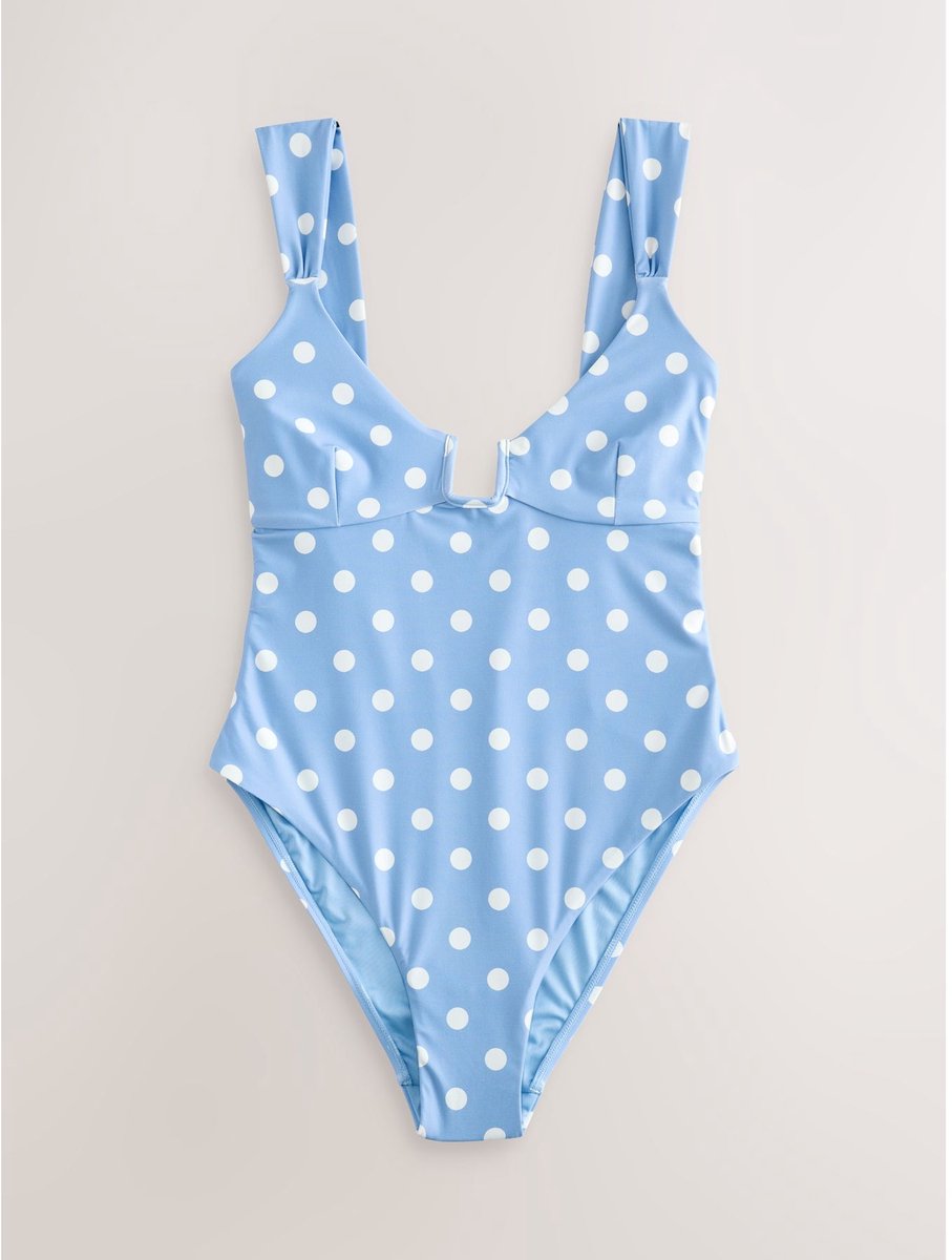 Next Dames - Badpak met vierkante hals - Blauw Blue/White Spot
