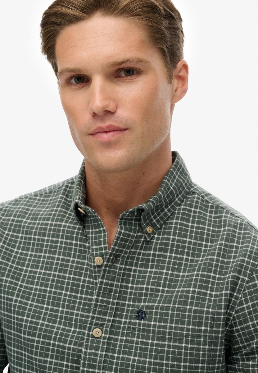 Superdry Premium Oxford overhemd met ruitjes Heren Lange mouwen shirts Groen
