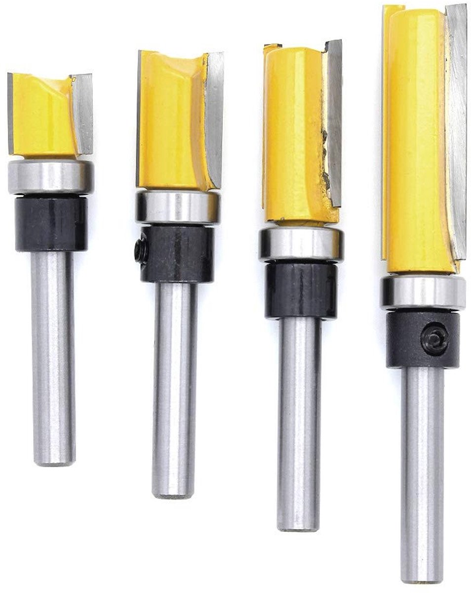 Professionele 4-delige Houtsnijset met 6.35mm Shank voor Precisie Frezen en Snijden van Hout