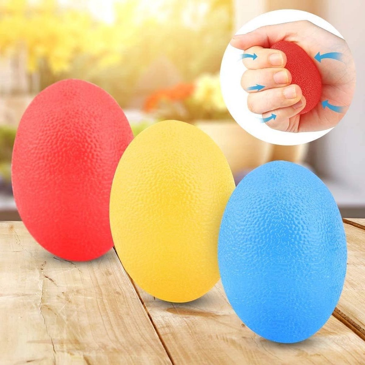 Handtrainer en Vingertrainer Set van 3 Stuks, Eivormige Gripballen voor Handversterking en Stressverlichting, Ideaal voor Klimmen en Revalidatie