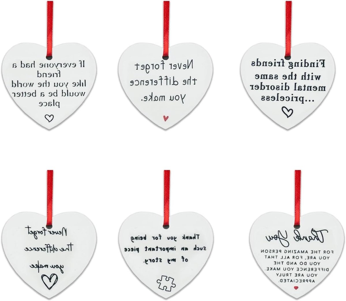 6-delige acryl hart hangers als nieuw huis cadeau, herdenkingssympathie, unieke vriendschapsgeschenken voor verjaardag en bruiloft