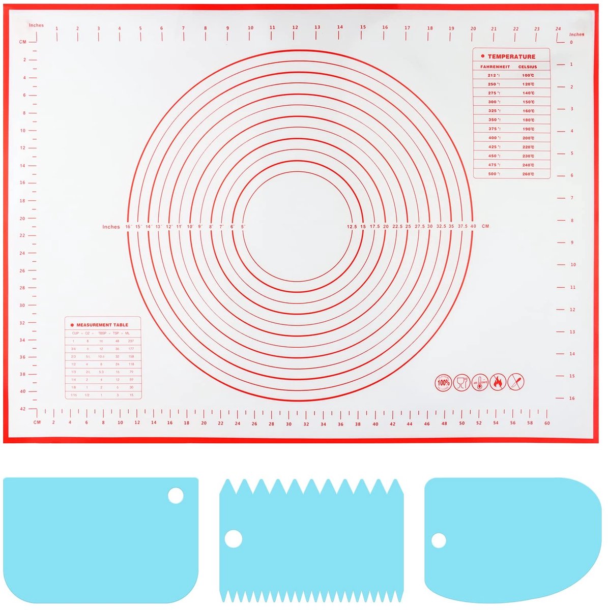 aladdien - Baking Mat - Silicone Bakmat - Herbruikbaar en Antikleef - 70 x 50 cm - Ideaal voor Bakken en Koken - Geschikt voor Alle Keukenactiviteiten