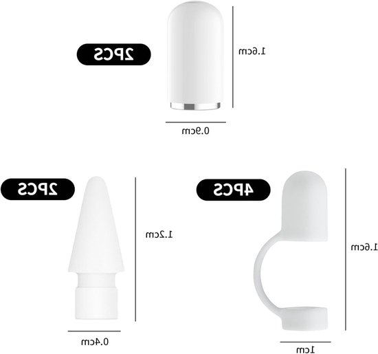 Pencil Caps en Cap Holders Set voor Apple Pencil 1e Generatie - 2 Stuks Beschermende Tips en Houder Accessoires (Wit) — afbeelding 5