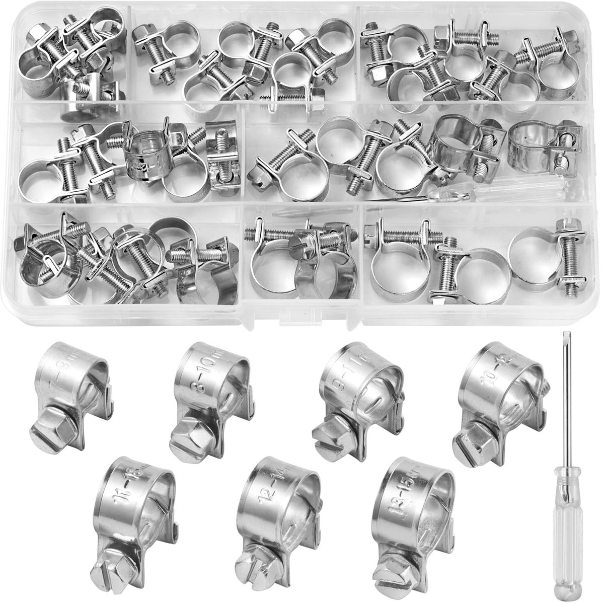 Allecto - Mini Hose Clamps - Brandstofslang Klemmen - Duurzaam en Corrosiebestendig - 35 Stuks - Universele Slangen Klemmen - Geschikt voor Diverse...