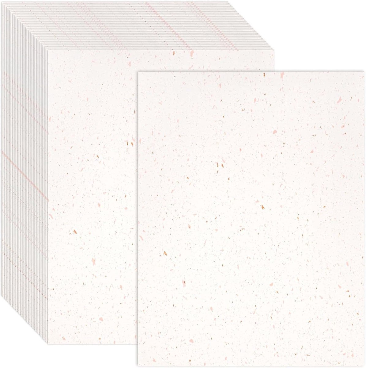 25 Vellen A4 Ivoor Kleurig Papier voor Afdrukken, 250gsm Dikte, Ideaal voor Certificaten, Uitnodigingen en Menukaarten met Roze Gouden Folie Flakes