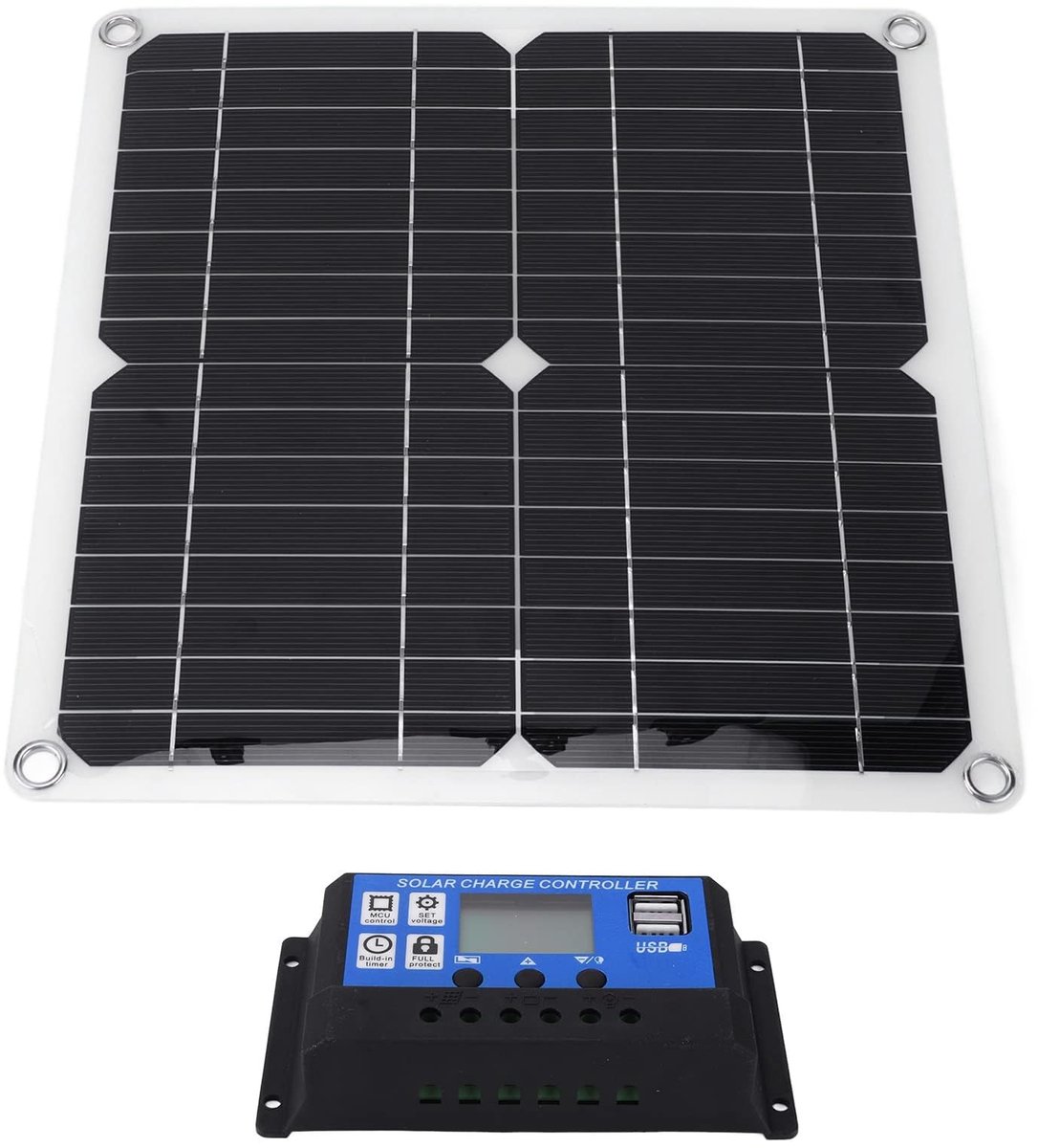 Allecto - Zonnepaneel Controller Kit - Dual USB DC Output - 100A Regulator - Blauw - Zonnecellen Batterij Oplader - Ideaal voor Off-Grid Toepassingen