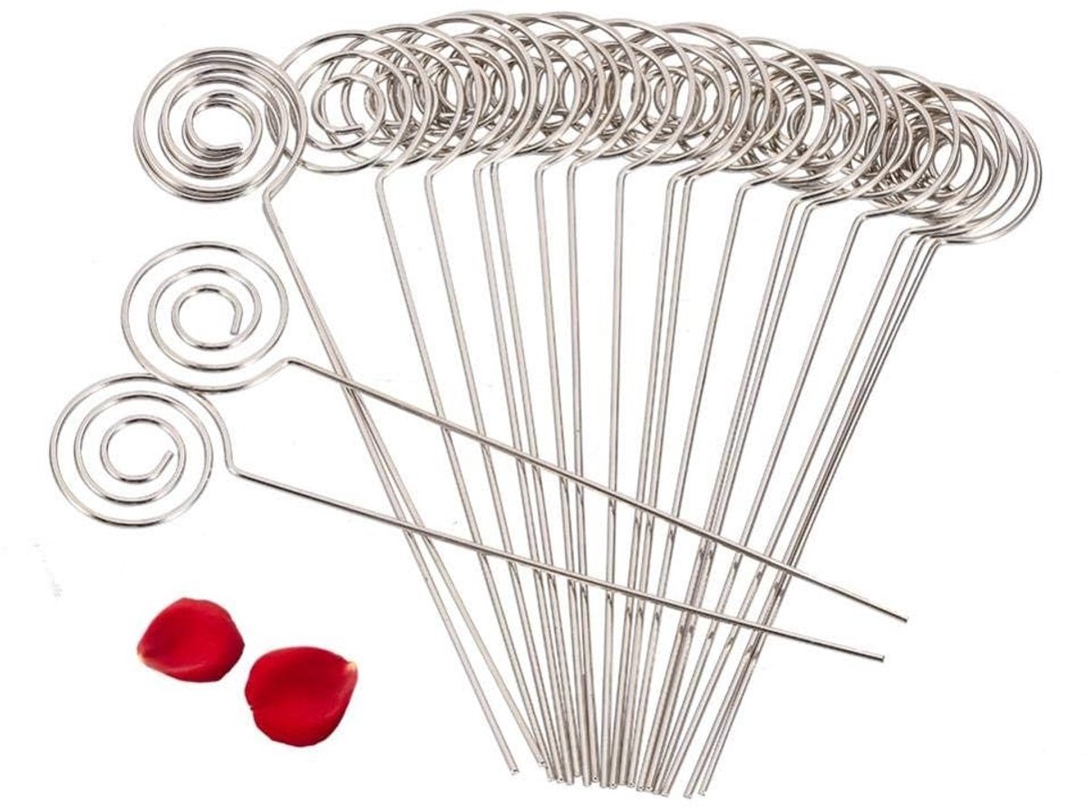 Nikou 50Pcs Metalen Naamkaart Houder - Zilveren Display Clips voor Foto's en Notities