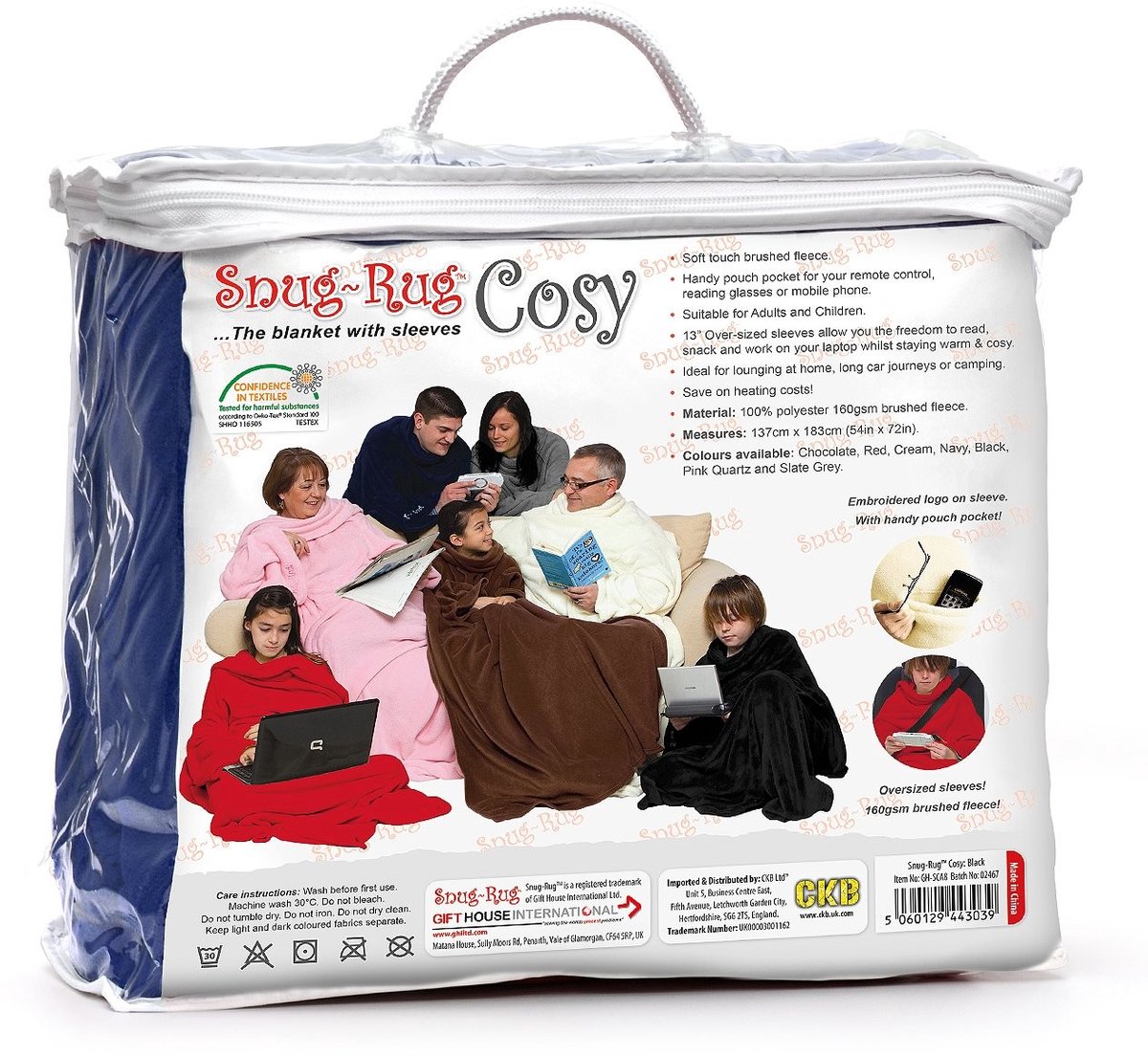 Allecto - Snug Rug - Fleece Dekentje met Mouwen - Navy Blue - Lichtgewicht en Warm - Perfect voor Reizen - Ideaal voor Alle Seizoenen