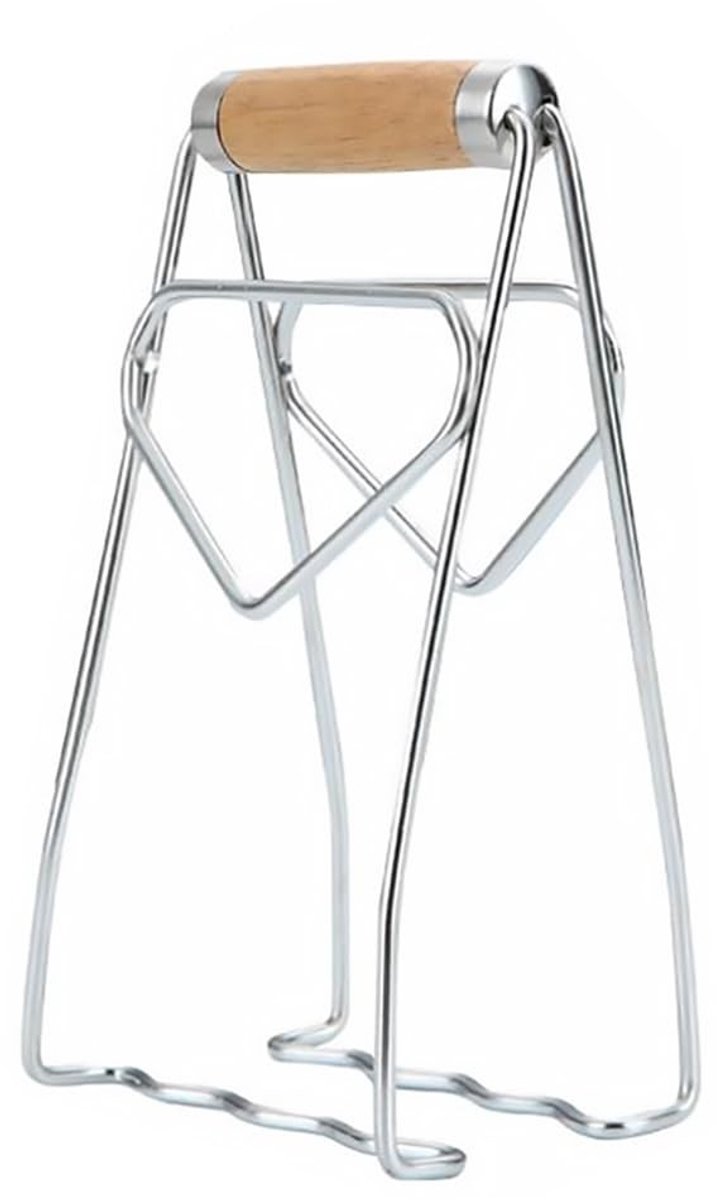 Allecto - Tabletclip - Hittebestendig - Roestvrij staal - Serviesclip - Geschikt voor airfryer en magnetron - Houtkleurig