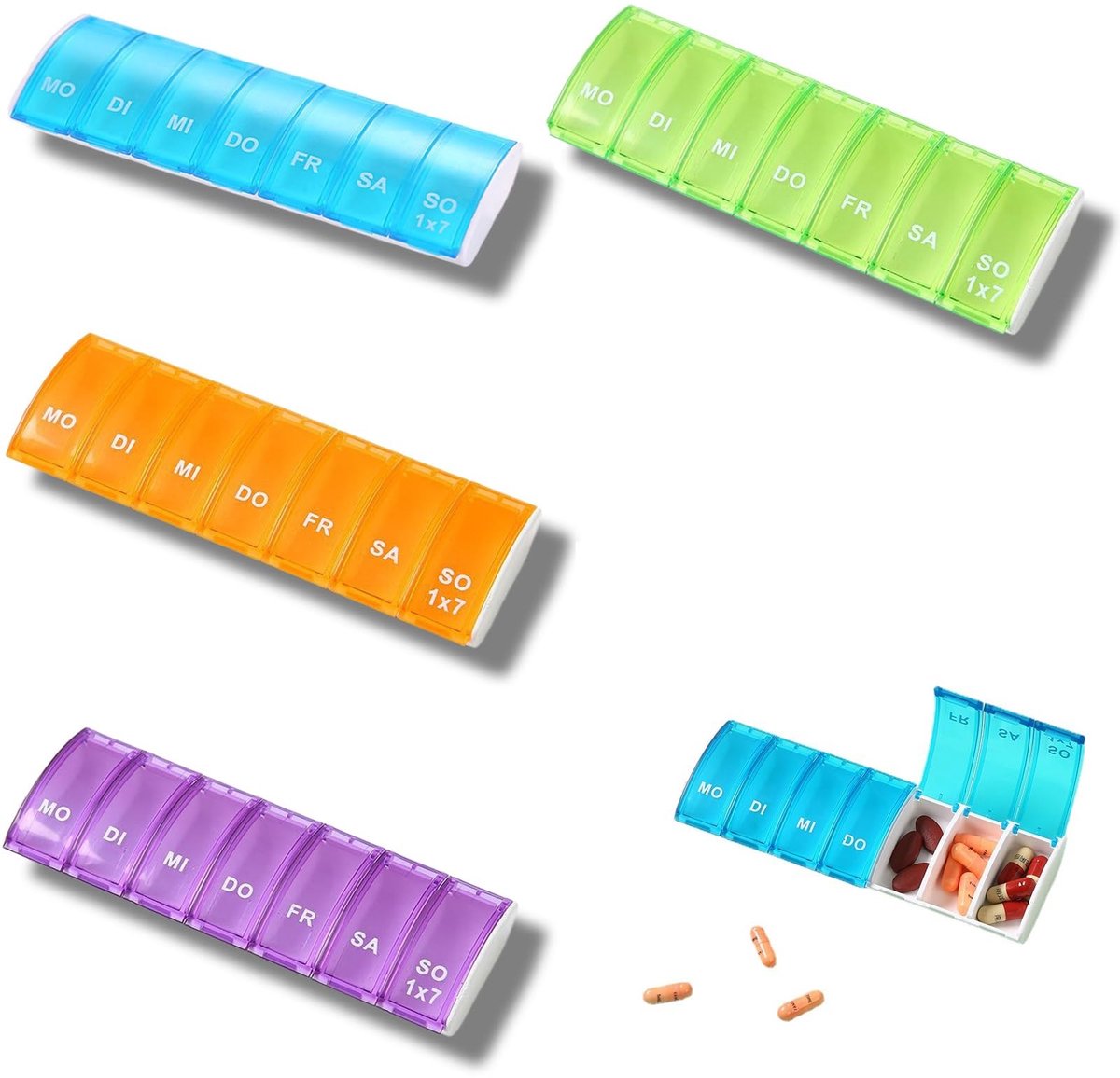 Allecto - Tablettenbox 7 Dagen - Draagbare Medicijnverdeler - 7 Vakken voor Gemak - Handig en Compact - Organizer voor Medicijnen - Geschikt voor t...
