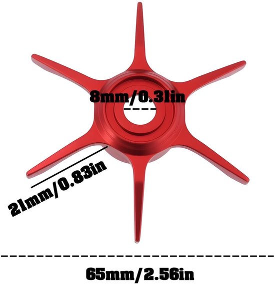 Allecto - Fishing Reel - Star Drag - Aluminium - 65mm - Voor vissers en sportvissers - Lichtgewicht en sterk - Geschikt voor diverse hengels - Rood van Merkloos — afbeelding 5