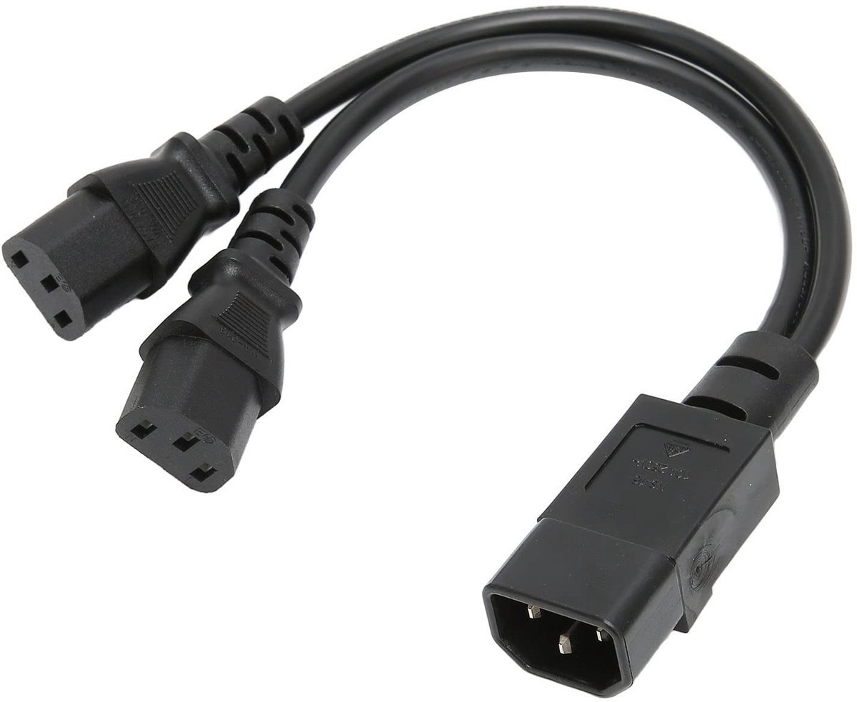 Allecto - C14 naar C13 Y Splitter Power Plug - Dubbele Adapter Kabel 32cm - Voor meerdere apparaten - 2500W - Hoogwaardige kwaliteit - Geschikt vo