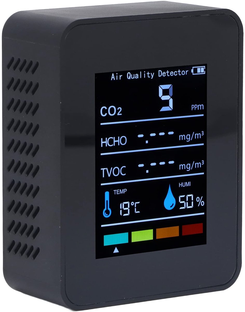 Allecto - Monitor voor Binnenluchtkwaliteit - Draagbaar - Groot LCD-scherm - Kooldioxide-detector - CO2-monitor voor Thuis en Auto