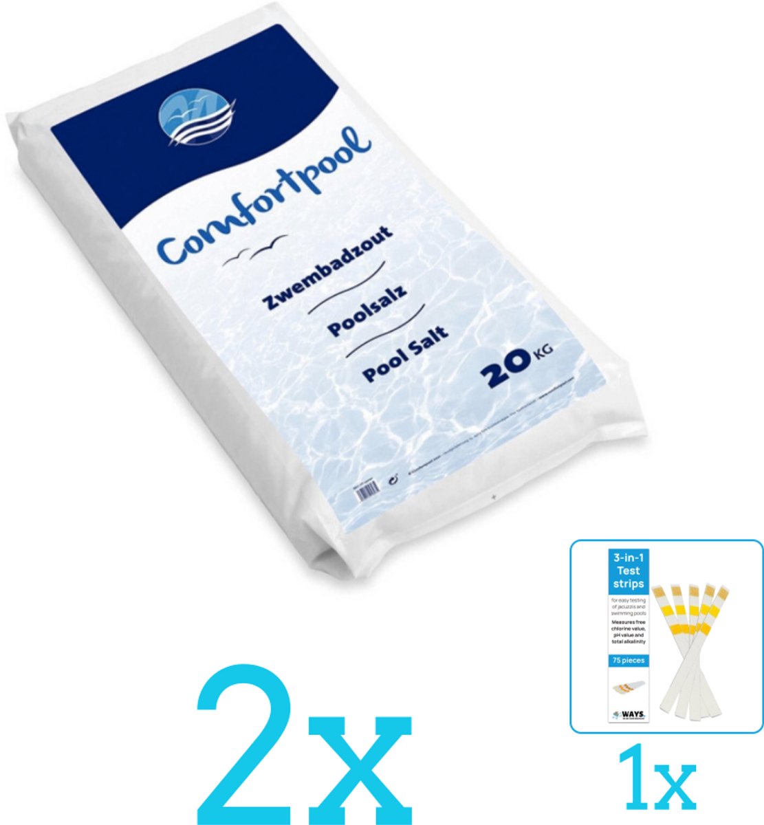Comfortpool - Zwembadreinigingsmiddel - Zwembadzout - 20 kg - Volumebundel - Zwembadzout - 2-delig