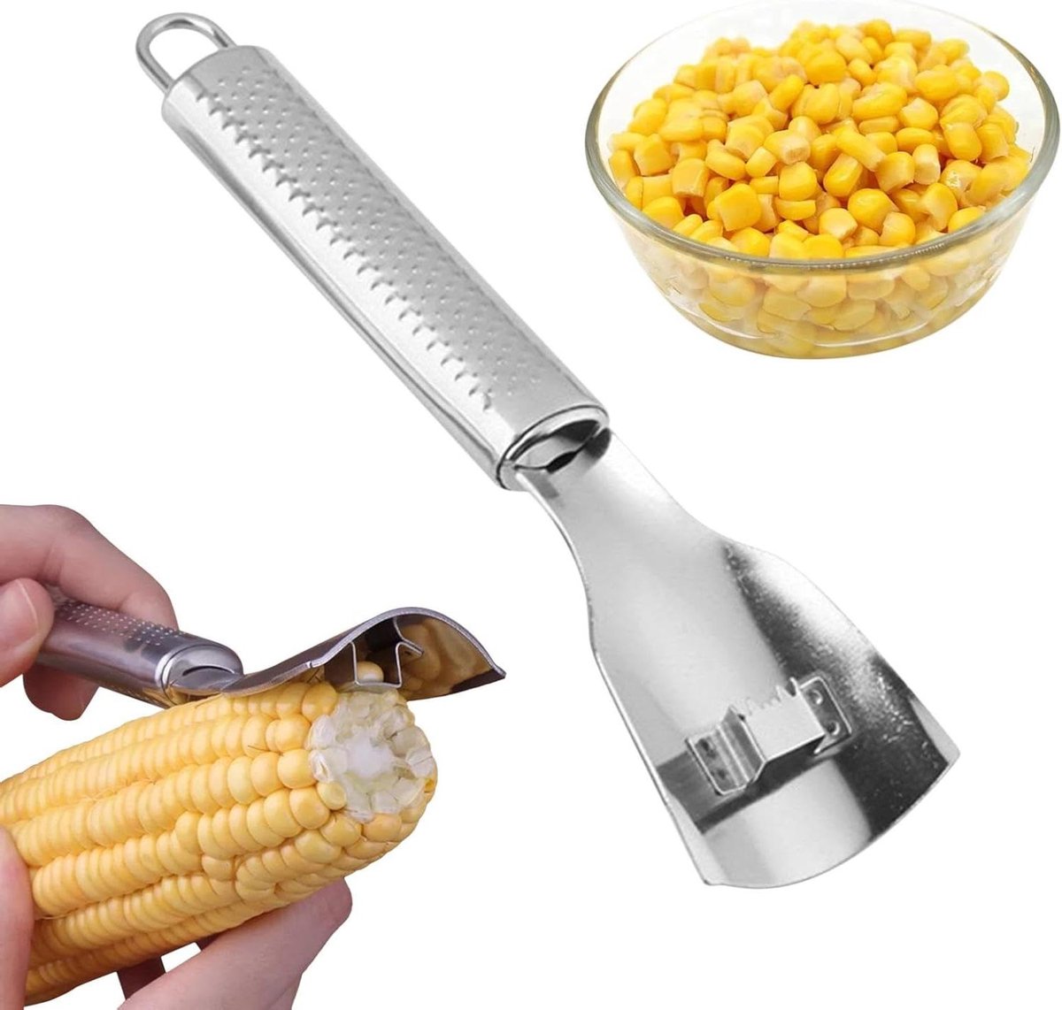 Maïskolf Stripper - Keuken Gadget - Maïs Bereiden - Roestvrij Staal - 19 cm Lengte - Zilver
