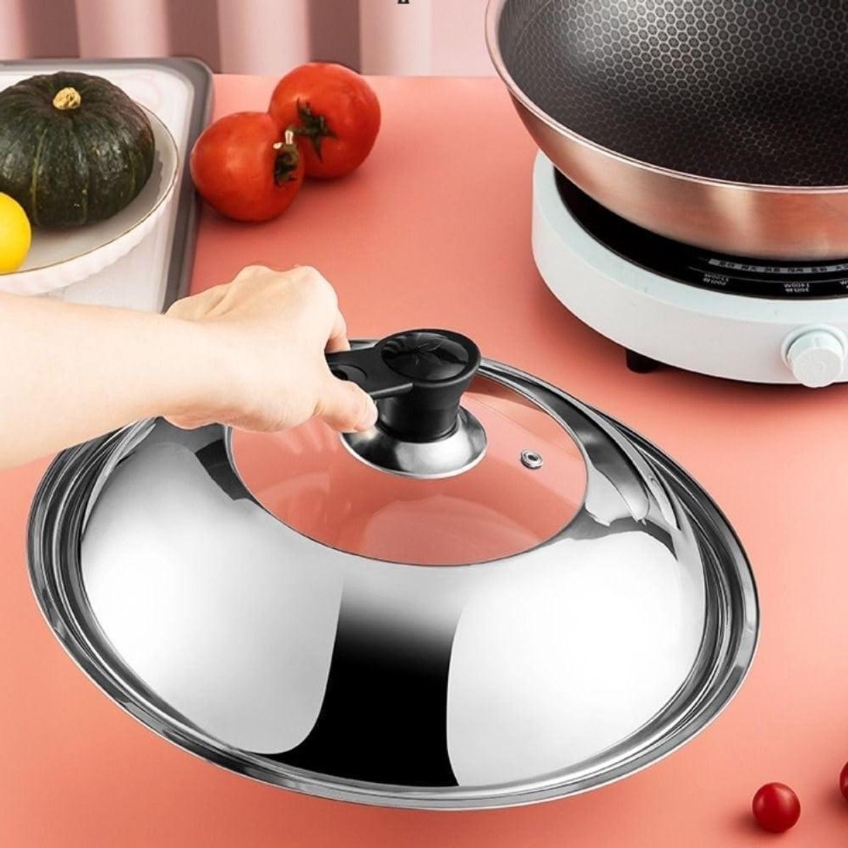 Pannendeksel - Braaddeksel - Koken - Universeel - 36 cm - Zwart