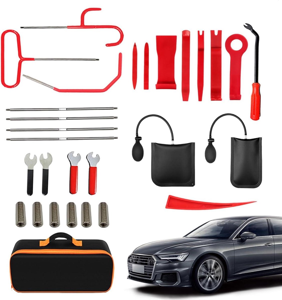 Autogereedschapsset - Reparatieset - Autodeuren Repareren - Roestvrij Staal - 29 Delig - Zilverkleurig