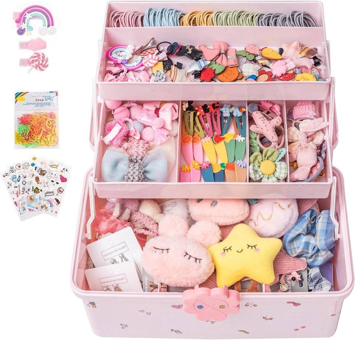 Kinder Sieradenkist - Opbergdoos Accessoires - Sieraden Opbergen - 3 Lagen - 17.3D x 20W x 17.3H cm - Niet gespecificeerd