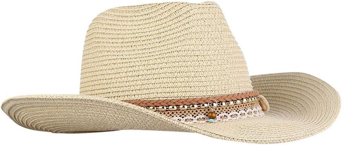 Western Hoed - Stropdas Stijl - Zomerse Bescherming - Klassiek Ontwerp - One Size - Beige