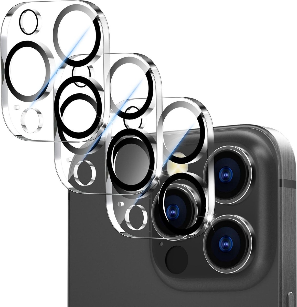 3 Packs Camera Bescherming voor iPhone 16 Pro en Pro Max, Krasbestendige Tempered Glass, 9H Hardheid, Bubble-free Beveiliging