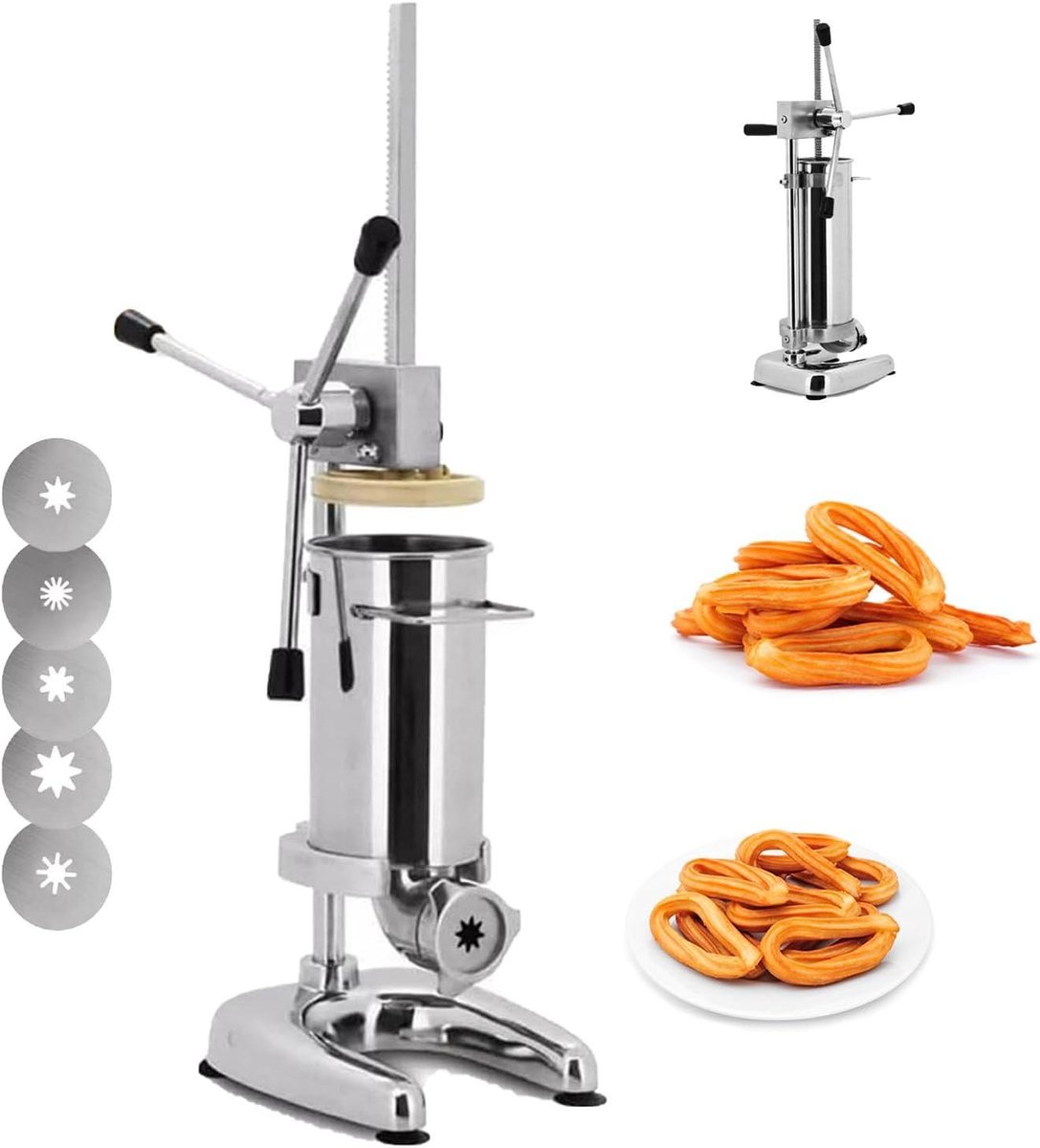 Churros Maker - Deeg Spuit - Desserts Maken - RVS Materiaal - 3L Capaciteit - Zilver