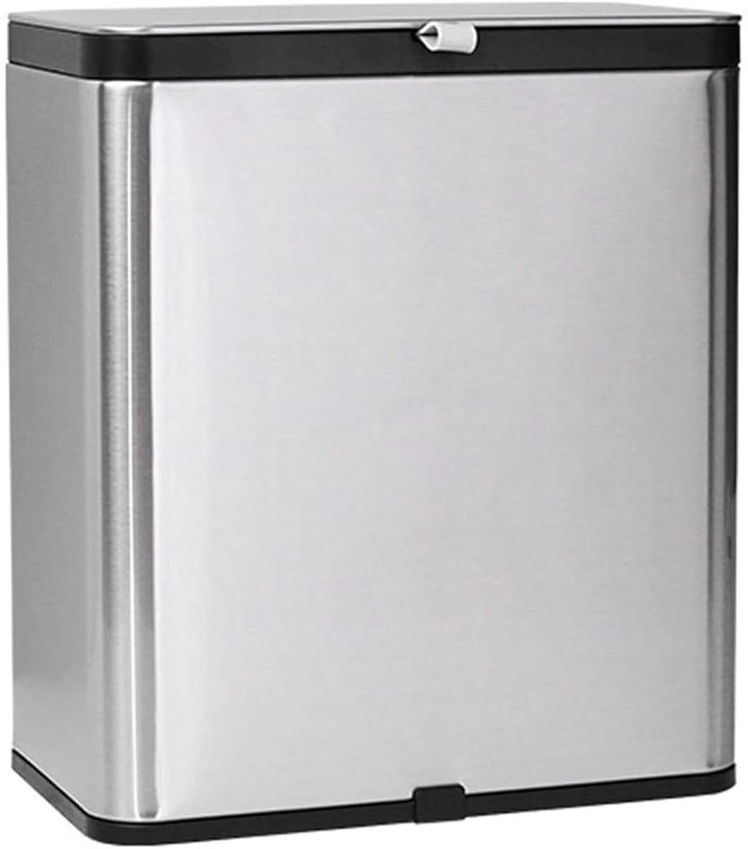 Keuken Compostbak - Afvalbak Aanrecht - Voedselresten Scheiden - Dubbel Openingsmechanisme - 8 Liter - Zilver