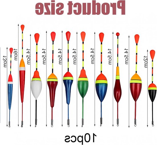 Set van 10 Vissersdobbers voor Verschillende Vissoorten, Ideaal voor Snoek en Forel, Perfect voor Sportvissen — afbeelding 5