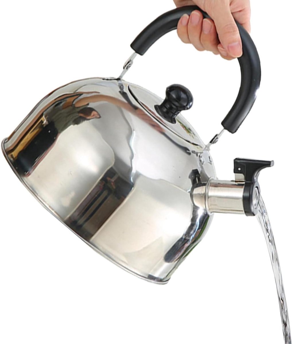 Waterkoker Roestvrij Staal - Outdoor Ketel - Snel Water Koken - Met Fluitfunctie - 15 Liter - Zilver