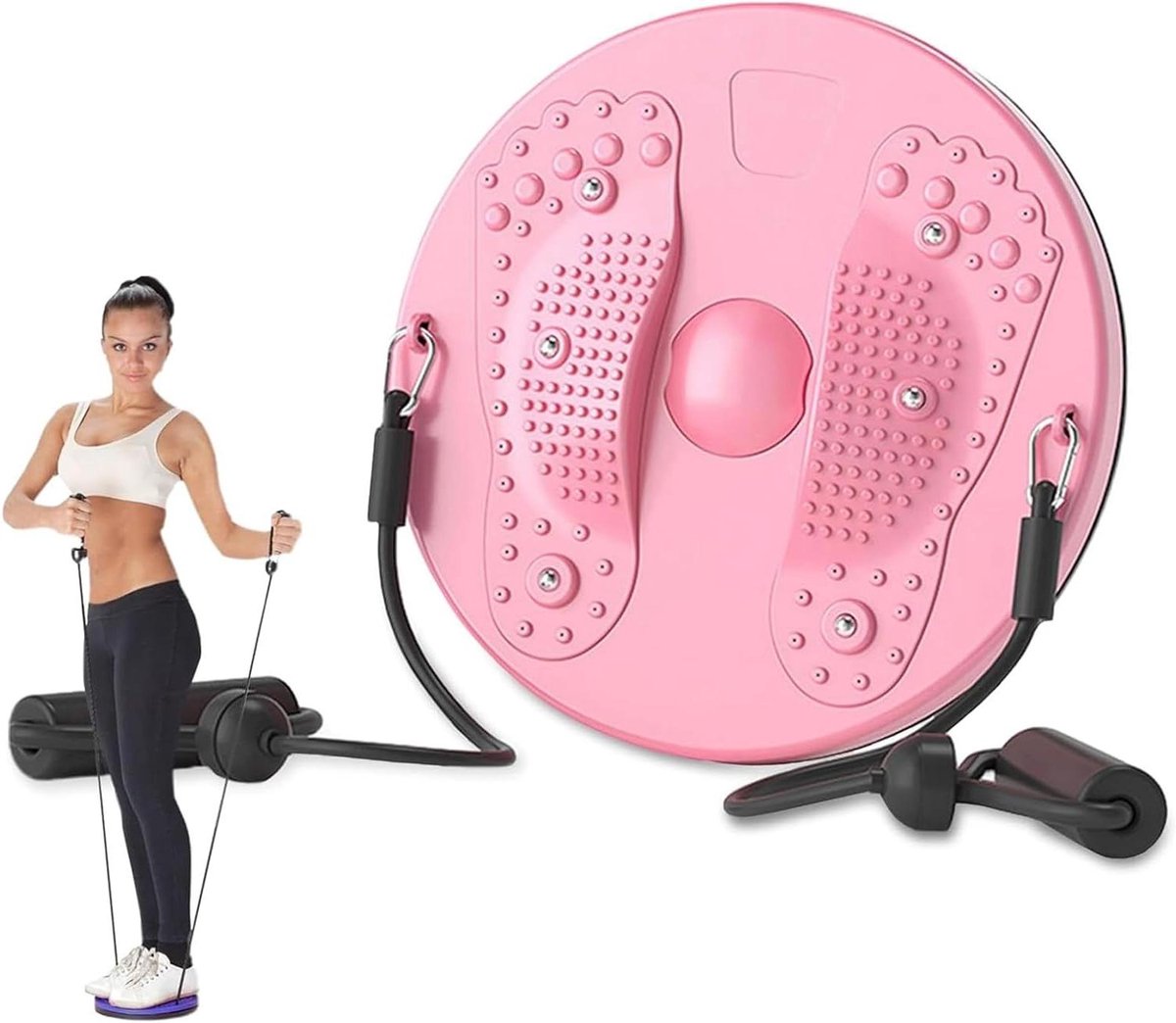 Taille Draaischijf - Fitness Twist Board - Lichaamsvorming Thuis - Met 3D Massagebasis - 28.5 cm Diameter - Roze