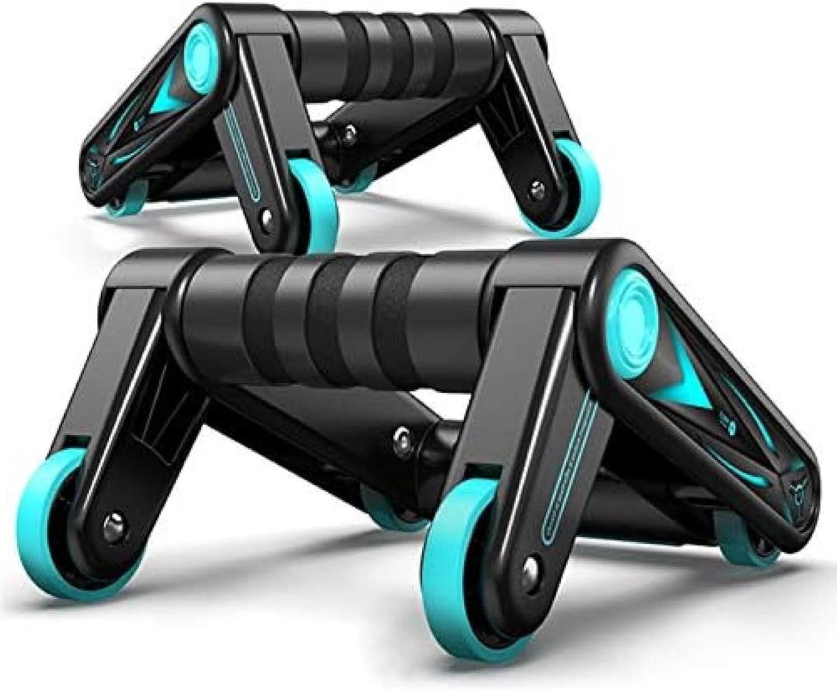 Buikwiel Oefenwiel - Core Trainer - Krachtige Buikspieren - 2-in-1 Push-up Frame - 18x18cm - Zwart