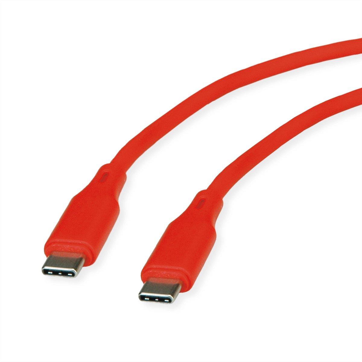 ROLINE USB 2.0-kabel, type C-C, M/M , Silicone, 60W, rood, 1 m