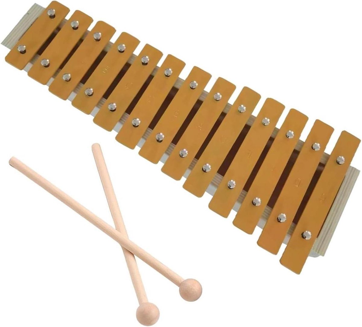 Houten Klokkenspel - Xylofoon Muziek - Muziek Leren - 13 Noten Gelabeld - 35 x 15 x 5 cm