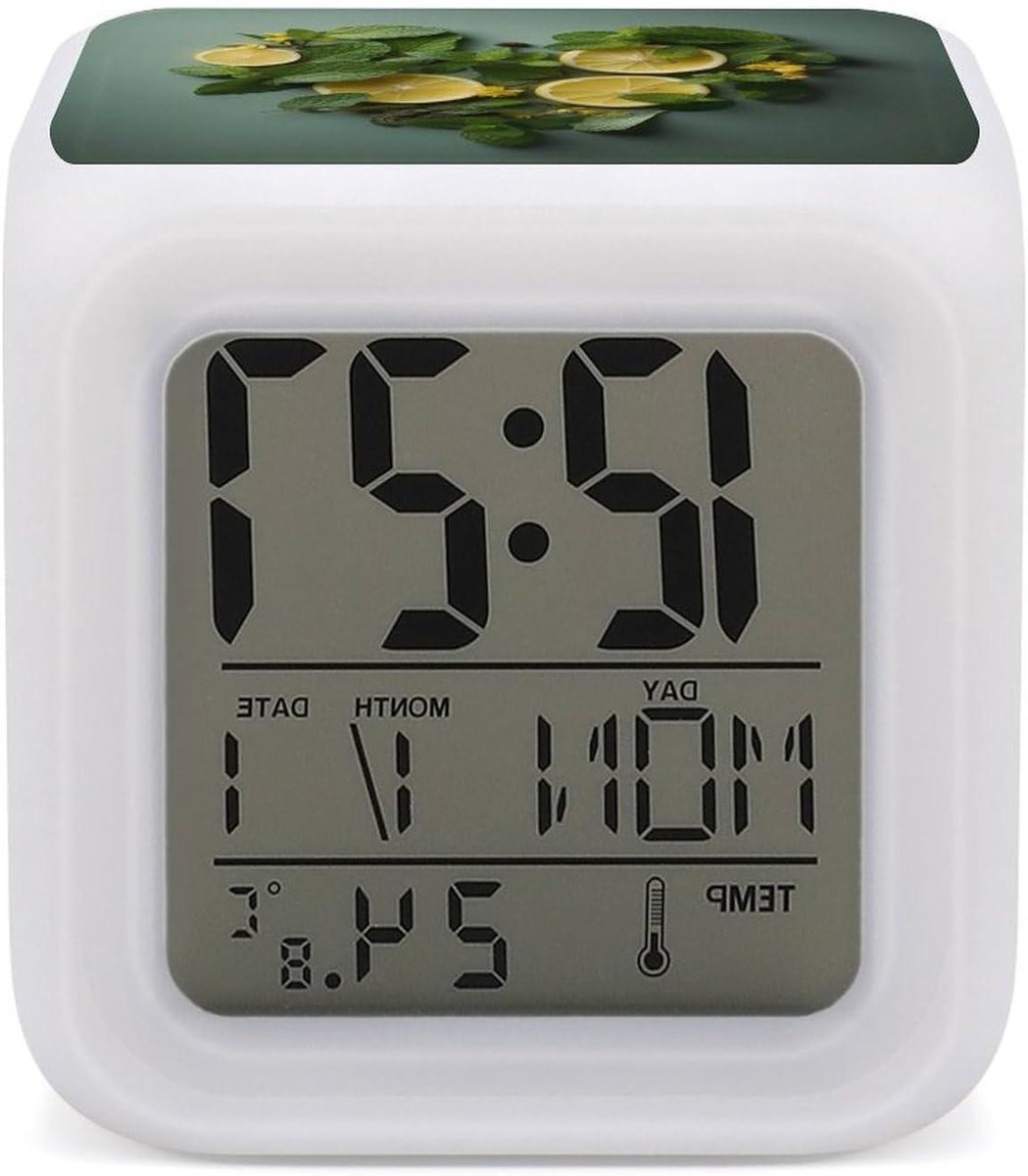Digitale Wekker - Nachtlampje Klok - Kamer Decoratie - 7 Kleuren Verandering - 3 Inch Display - Wit