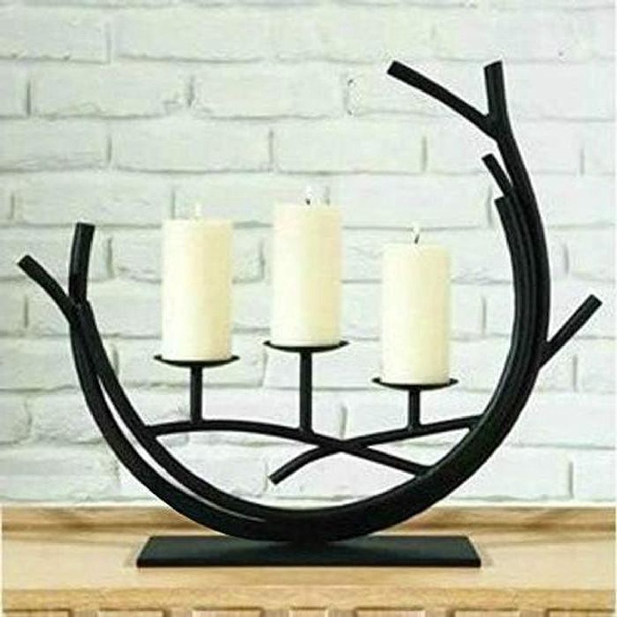 Kaarsenhouder - Smeedijzeren Decoratie - Huis Decoratie - Vintage Stijl - 37x43 cm - Zwart