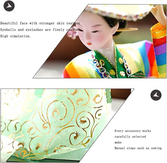 Handgemaakte Koreaanse Lappenpop in Hanbok Stijl voor Woondecoratie — afbeelding 3