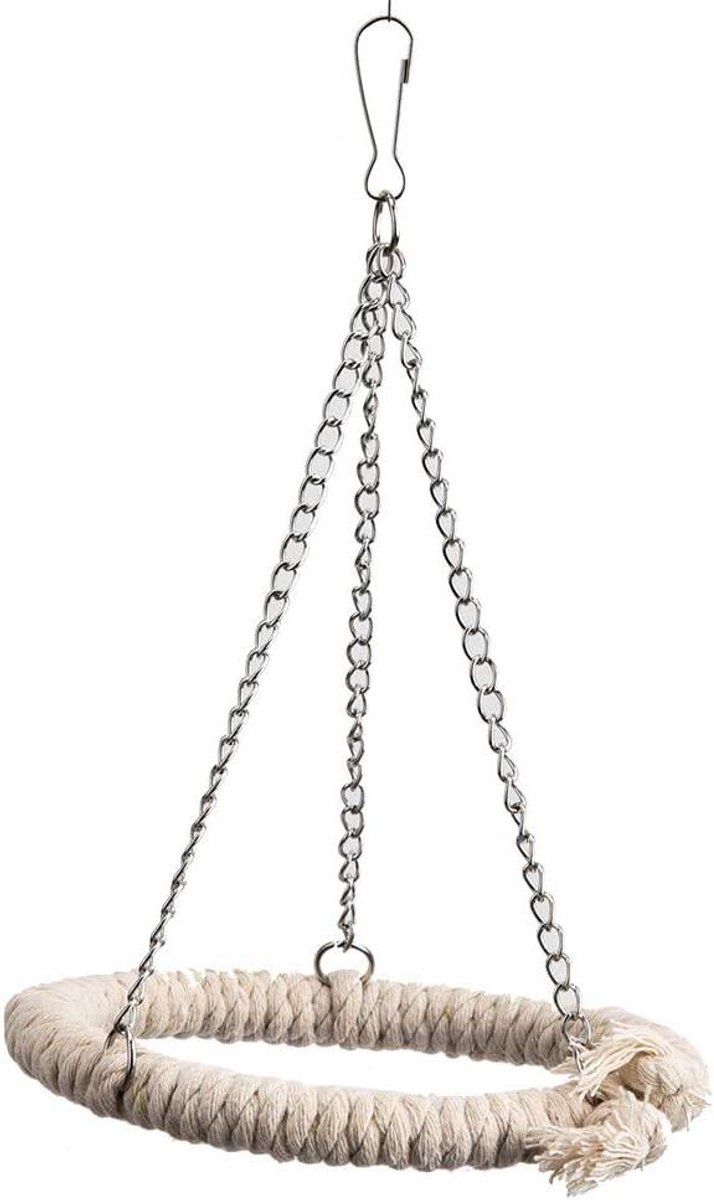 Vogel Touw Schommel - Papegaai Speelgoed - Vogels Trainen - Decompressie en Slijpen - 16 cm Buitendiameter - Wit