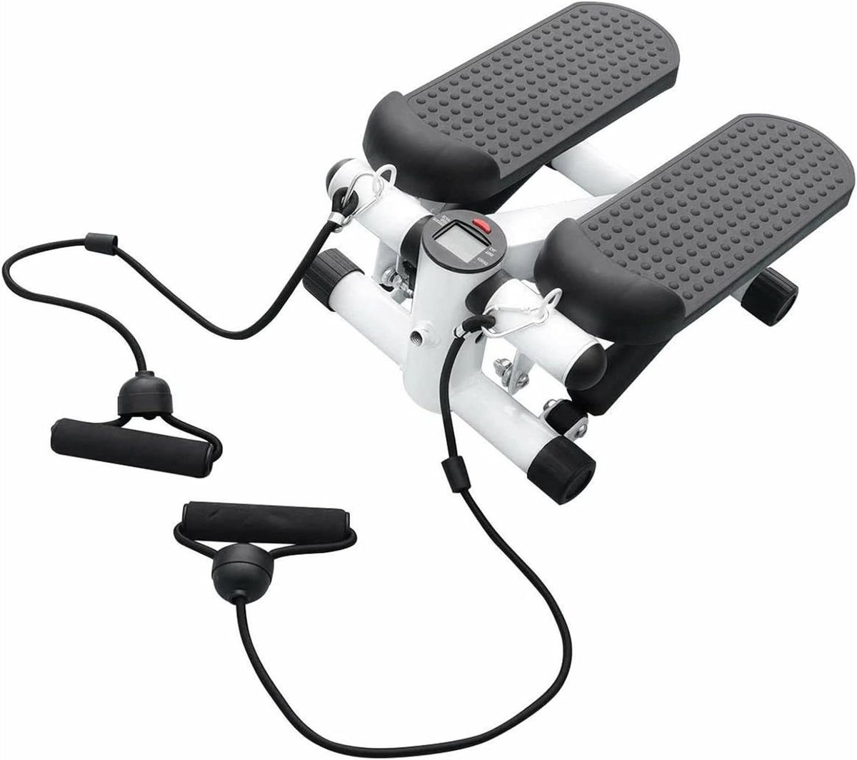 Fitness Stepper - Mini Hometrainer - Cardio Training - Met Trainingsbanden - 1000 Gram - Zwart Wit