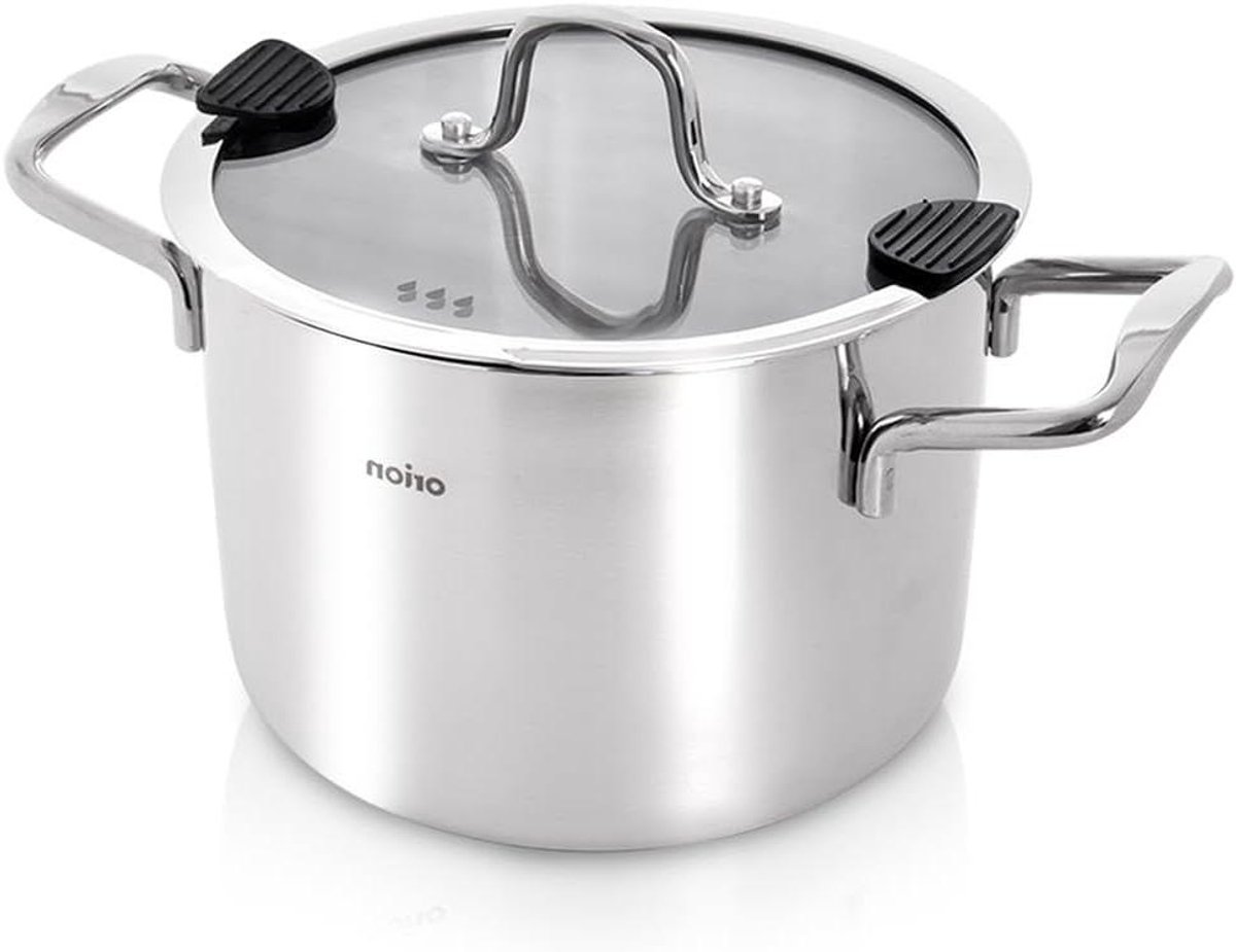 Stalen Kookpan - Stoofpan Deksel - Eten Bereiden - Schenk tuit - 23 Liter - Zilver