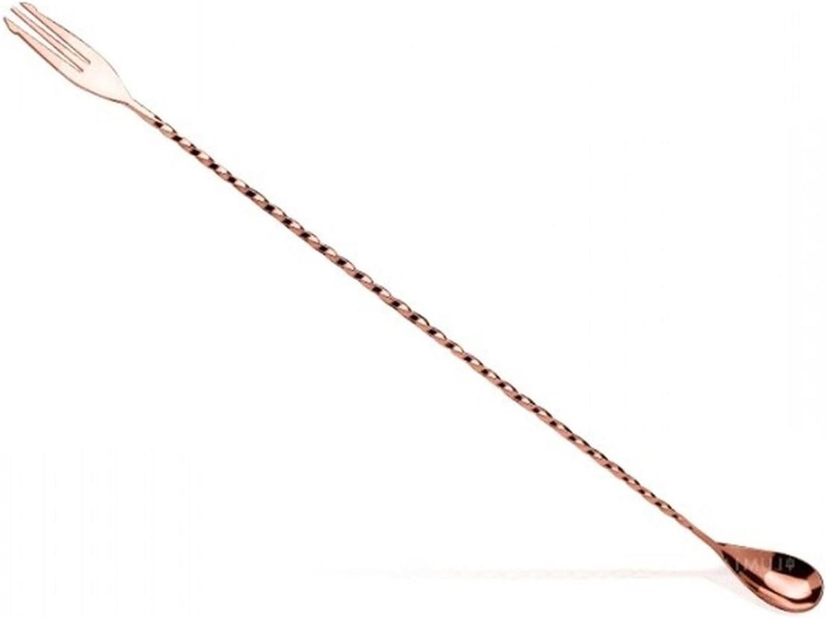 Roerlepel Drietand - Cocktail Serveertool - Cocktails Maken - Koper Afwerking - 36 Gram - Koper
