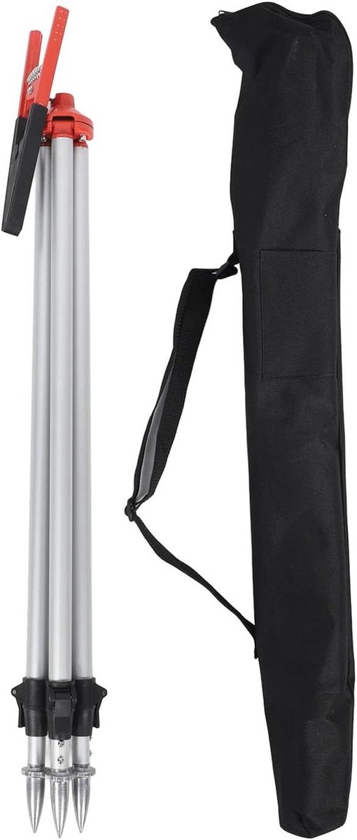 Landmeet Statief - Prisma Paal - Grondonderzoek - Intrekbaar Aluminium - 75-120 cm - Zilver