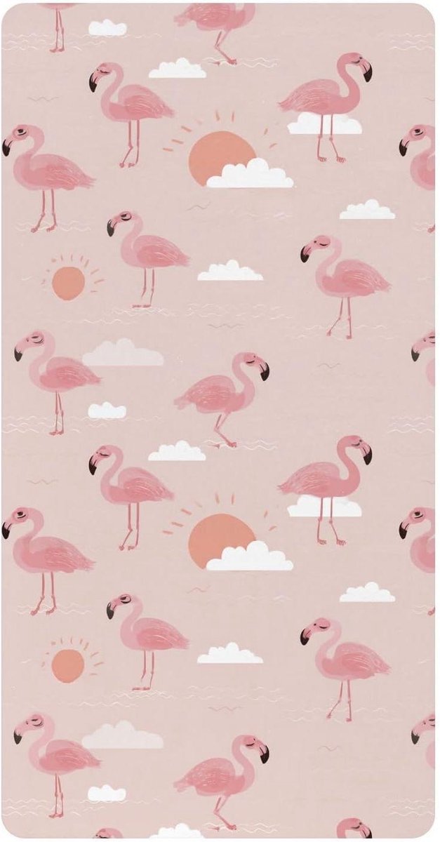 Babybedlakens Katoen - Wieglaken Pak - Comfortabele Slaap - Elastische Band - 39x27 Inch - Strand Flamingo