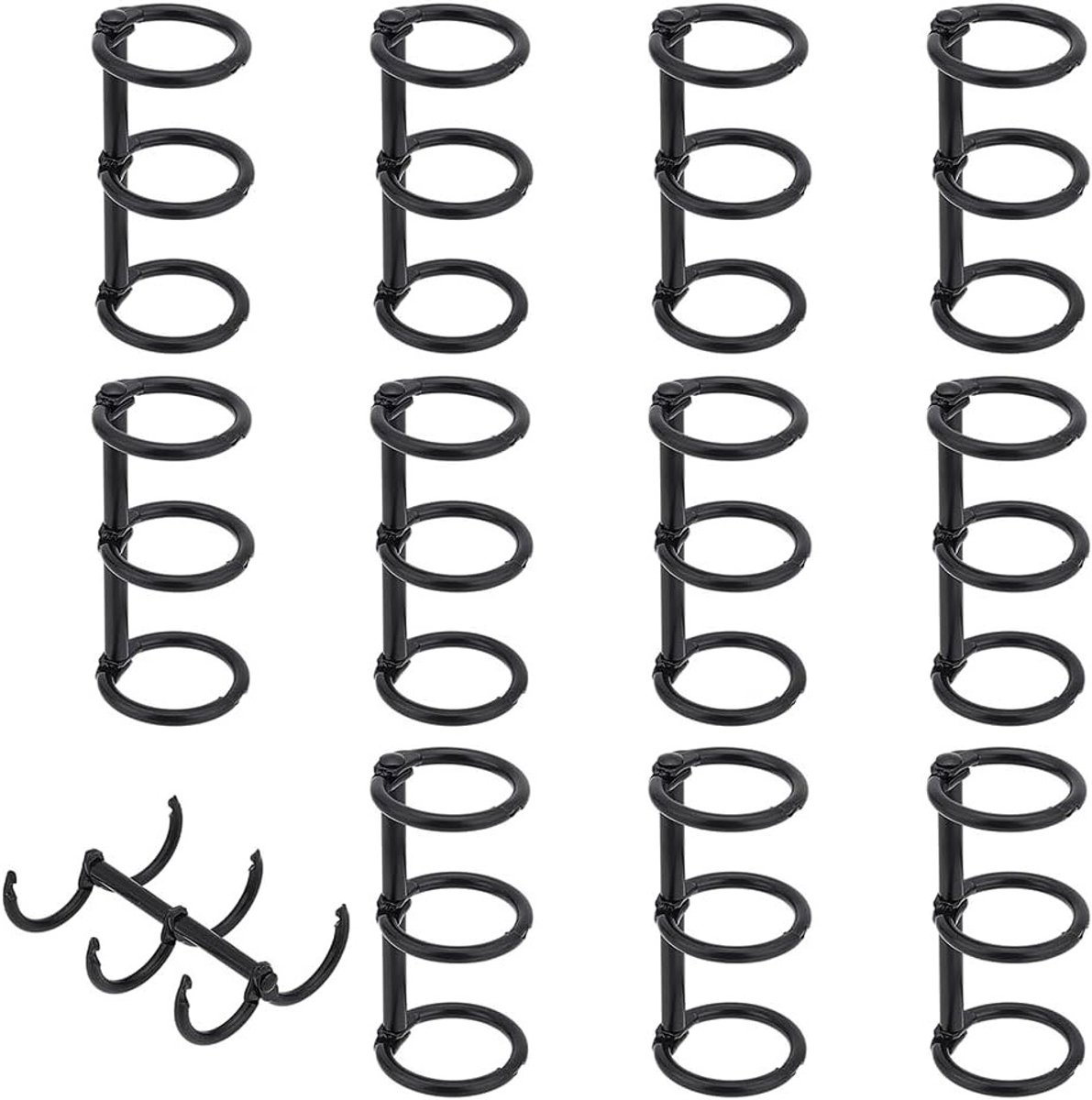 Metalen 3-ringen Boekringen 12 Stuks Zwart 19mm - Bindklemmen voor notitieboek DIY Reisdagboek Fotoalbum