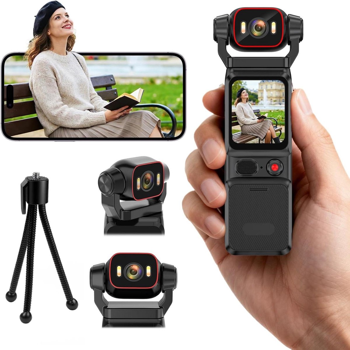 Actie Camera - Video Camera - Vloggen Reizen - 6-assige Stabilisatie - 4K Resolutie - Zwart