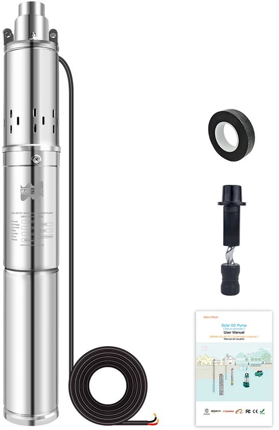 Pompe Submersible Solaire DC 24V 370W – Acier Inox, Débit 1 Pouce, Irrigation