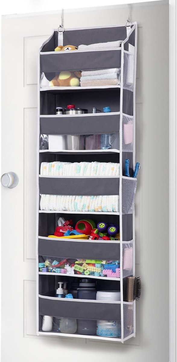 Deur Organizer - Opberger - Ruimte Besparen - Compact Formaat - 5 Planken - Donkergrijs