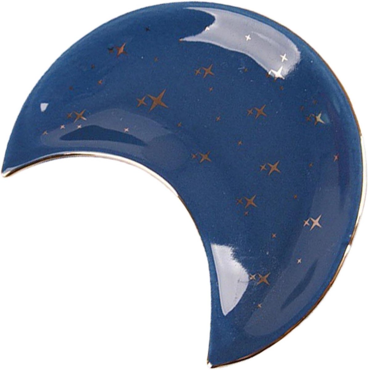 Juwelenbakje Maan - Sieraad Houder - Sieraden Opbergen - Keramiek Maan Vorm - 10 x 8 cm - Blauw Ster