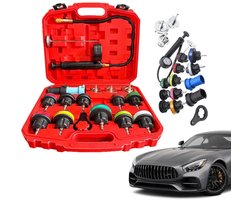 Radiator Druk Tester - Koelvloeistof Kit - Lekkages Opsporen - Vacuüm Vullen - 18 Delig - Zwart